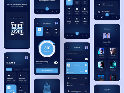 Smart Home Mobile App air conditioner app design clean ui device electronics home home automation house mhrana200 mobile ui remote control smart app smart device smart home smart home app full page smartapp smarthome app smarthomeapp full design technology
