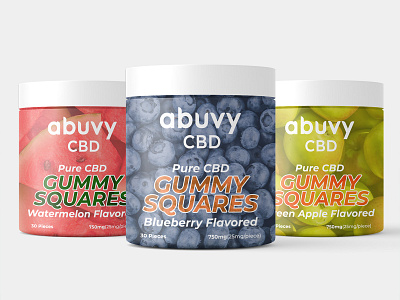 Abuvy CBD Gummy Squares abuvy candy cbd graphic design gummies gummy squares package design packaging photoshop