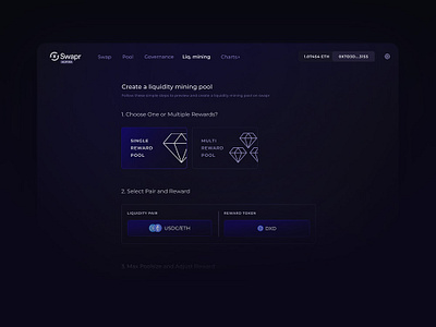 Liquidity Mining/Farming V1 crypto dark dxdao ethereum farming permissionless product design swapr ui uniswap vertical