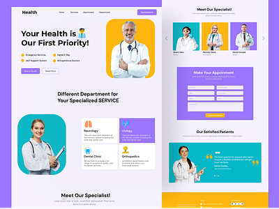 Health website landing page care creative health hospital landing page medicale web design webiste website