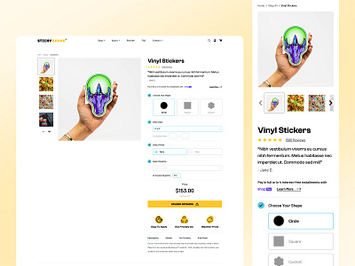 Custom Sticker Website - Product Details Page custom order design ecommerce figma mobile pdp product product details page redesign sticker ui user journey ux web design