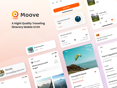 Moove - Mobile App Full Preview app design illustration minimal mobile mobile app ui ui kit ux