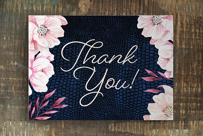 Snakeskin Wedding Invitation announcement cards floral flowers invitation navy blue pink snake skin thank you watercolor wedding