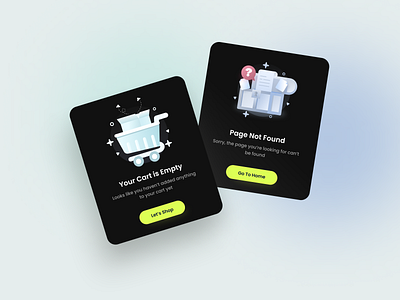 Empty states (Dark Theme) app app design black theme cart empty dark theme design empty empty states illustrat illustration neon page not found popups ui ui design