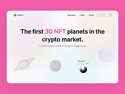 Orbit721-3D NFT Marketplace Hero Section 3d animation blockchain ui clean ui cool design faisal graphic design hero 2022 hero section hero web logo marketplace minimal design motion graphics nft nft website ui ux web design website design