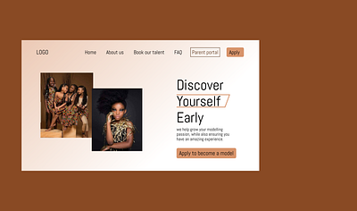 modelling and talent agency hero section. design graphic design ui ux