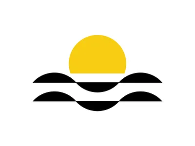 Sunset beach brand branding geometric icon logo ocean sea shapes simple sun sunset water waves