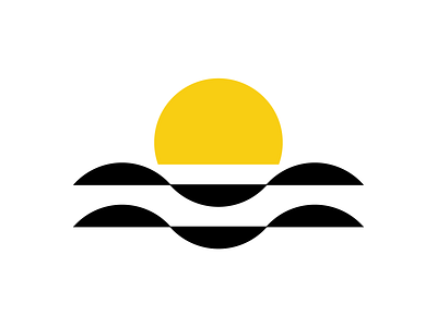 Sunset beach brand branding geometric icon logo ocean sea shapes simple sun sunset water waves