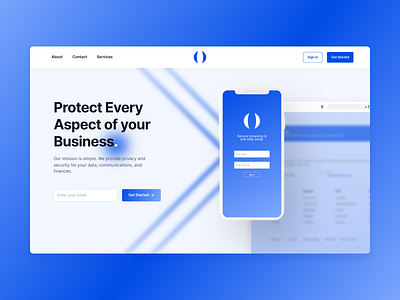 Secure Landing Page design illustration modern security simple tech ui ux vector web web design