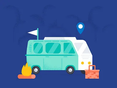 Gone campin'! camp illustration van