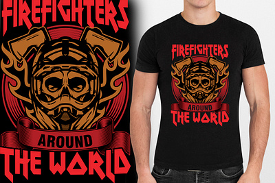 Firefighter t shirt design illustration