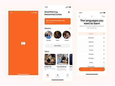 Talks → Learn a Foreign Language with Video Call app mobile app product design uiux video call