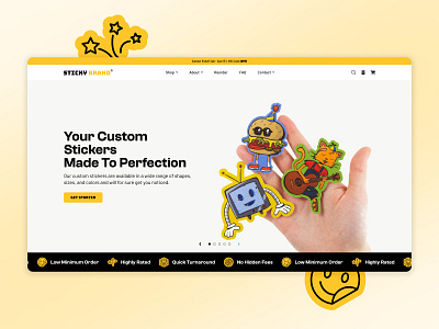 Custom Sticker Website - Landing Page Redesign custom custom order custom sticker design ecommerce figma home hero landing page product prototyping redesign sticker ui ux web design