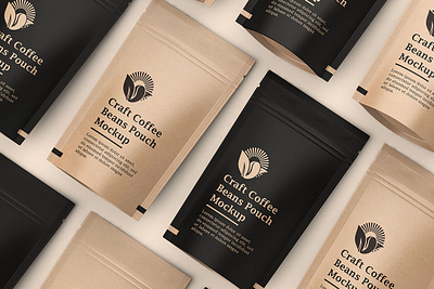 Craft Paper Coffee Pouch Bag Mockup Free PSD coffee mockup craft pack freebies mockup