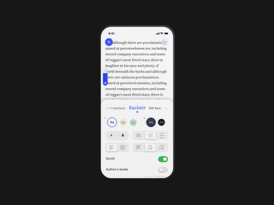 Reader's preferences bookmate modal preferences product design reading app settings typography ui