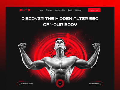 Fitness Trainer Landing Page Header Concept dark landing page dark mode dark theme dark ui dark website fitness website graphic design gym web ui gym website header hero lading page landing page ui menu one page one pager single page website single pager trainer website