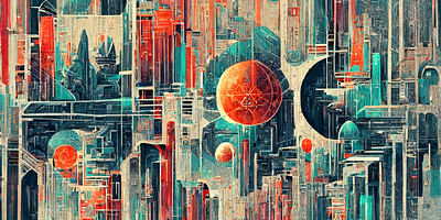 Mid Century Modern Cyberpunk Design background colorful cyberpunk design digital art mid century modern space wallpaper