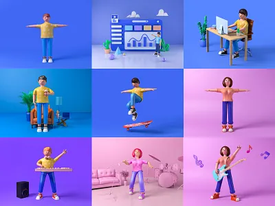 C4D人物绑定合集 branding design illustration