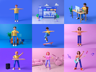 C4D人物绑定合集 branding design illustration