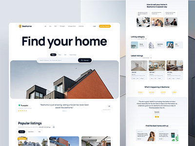 Beehome - Real estate website architecture branding clean design digital marketing website interior marketing website marketing website design property website real estate real estate marketing website simple ui ux web website