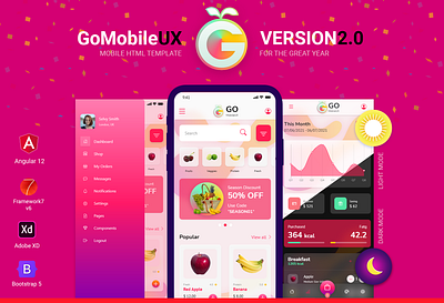 GoMobileUX v2.0 Mobile HTML template Bootstrap 5.x Angular 12 admin app bootstrap 5 design ecommerce html 5 ui ux