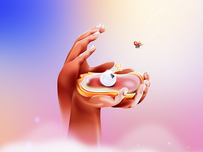 Heaven - Ultra Pool album album art colorful cover cover art gates gradient hands heaven ladybug noise ultra pool