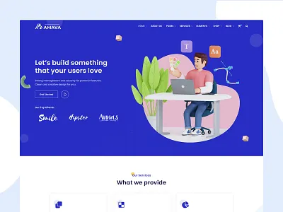 Amava - Startup Agency and SaaS Template agency analytics bootstrap business creative fintech illustration landing page multipurpose saas sass software startup startup template startups technology vector web app webdevelopment website builder