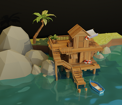 Blender 3d Lowpoly House 3d artwork assets blender game lowpoly material render texture