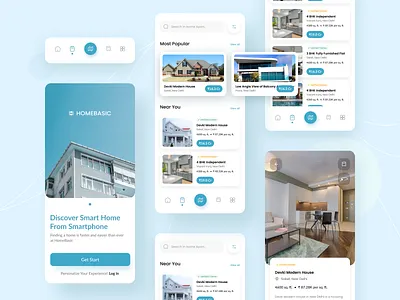 HomeBasics - Real Estate App concept apartment concept deal design exterior graphics home homebasics house minimalist mobile app product design property simple ui ux