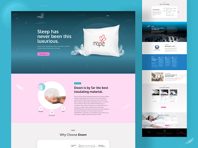 Maple - Insulating Material Landing Page Design bedding clean creative creative design design down ecommerce insulating luxurious material modern natural hypoallergenic sleep sleeping bags trending ui uiux ux