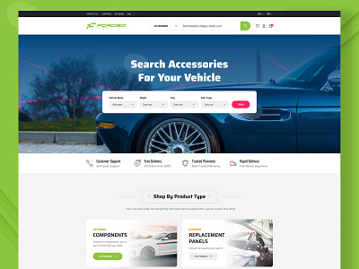 Forged - Vehicle Accessories e-Commerce Website auto parts automobile automotive car ride car shop creative design e commerce figma landing page design rent ride shopify ui design vehicle vehicle accessories vehicle accessories page vehicle product