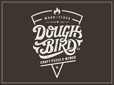 Dough Bird Brandmark bird brand identity design branding brandmark craft food craft pizza custom typography dough fire flame flourish graphic design hand lettering logo design pizza restaurant texture typography design wings wood fired