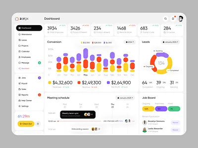 HR Management Application - Dashboard appdesign bestdesign dailyui dashboarddesign designinspiration designlovers hrsolutions inspiration interfacedesign moderndesign nextgenui productdesign saasdesign softwaredesign startupdesign uidesign uitrends uxdesign uxui webapp