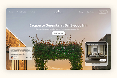 Driftwood Inn, A hotel Website hotelbooking hotelwebsite landingpage luxurystay modernui resortdesign tourismdesign uiuxdesign uxdesign visualdesign webdesign