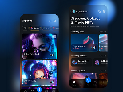 NFT Marketplace App app colors dark darkui design nft ui uiux ux