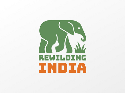 Rewilding India logo! animals brand brand identity branding elephant forest grass green icon illustration india logo logo design mark rewilding symbol wild