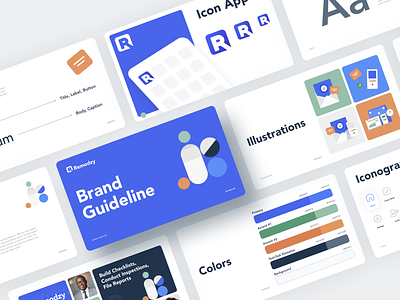 Remodzy Brand Identity afterglow brand identity branding calendar clean dashboard employees guidelines icons illustration logo logotype minimal service ui workers