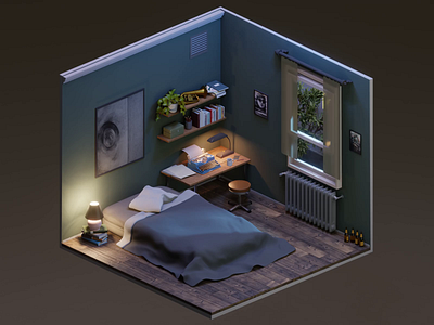 Room 3d 3dart 3dartist blender blenderrender cgi cgianimation gamedev indiegame interior interioranimation interiordesign literature lowpolyart orthographic painting room writing