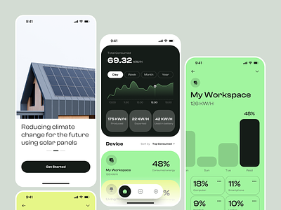 Sauze - Solar Panel Monitoring App android apps boarding chart dashboard design energy home ios line chart mobile ui monitoring onboarding panel solar solar panels ui ui ux uidesign uiux