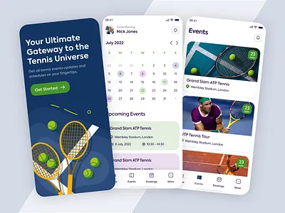 Tennis Events App app calendar colors design event tennis ui uiux ux