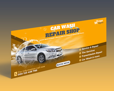 Car Wash & Repairing Service For Facebook Cover Template advert advertisement automobile banner car service centre car wash design flyer marketing media poster psd repair repair service service social media template vehicle