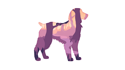 Dog in the Forest animal breed character dog doggy environment forest graphic design illustration night outdoor pattern pet puppy trees vector walk woods