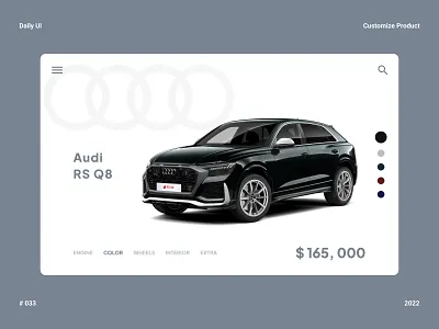 Customize Product - Daily UI 033 audi car customise product customize daily ui design q8 select ui ux web web design