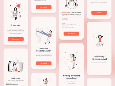 Minimal Illustrations in App app branding colors design illustration minimal orange uiux vector