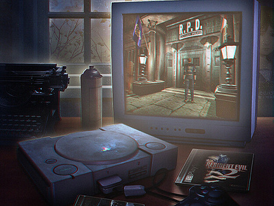 Resident Evil First Generation architectural concepts artwork childhood concept art conceptart design digital 2d digital 3d fan art graphic design illustration logo playstation rachid lotf rachidlotf resident evil resident evil first generation retro retro gaming