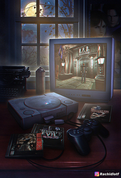 Resident Evil First Generation architectural concepts artwork childhood concept art conceptart design digital 2d digital 3d fan art graphic design illustration logo playstation rachid lotf rachidlotf resident evil resident evil first generation retro retro gaming