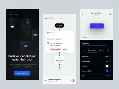 no/{more - no code application builder app app constructor app tool application builder branding builder clean color design dev tool illustration logo no code app no code development saas ui ux visual identity web