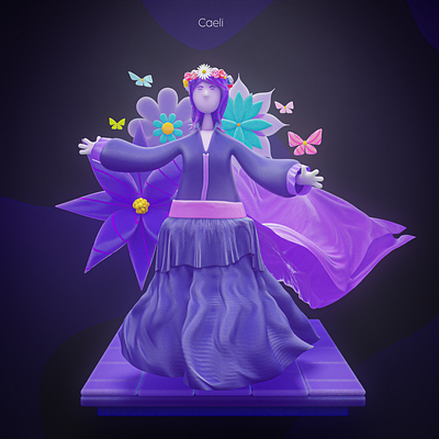 3D Character - Caeli 3d 3d art blender city daisy dark design event floating flower illustration purple stylized women