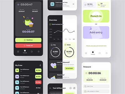 Time tracking app - TimeSquared dark mode design mobile app mobile ui time tracker ui ux