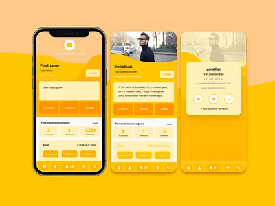 #DailyUI day 6 - User profile for app adventure app dailyui longtermproject personal portfolio profile social ui user yellow